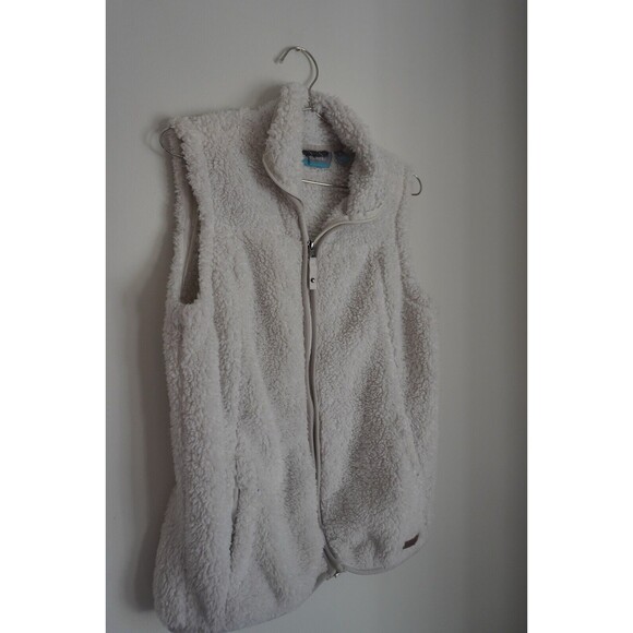 FREE COUNTRY Women’s Small Zip White Top Alpine Pile Fleece Vest Faux Fur - Picture 2 of 8